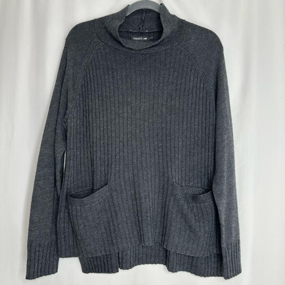 Toad & Co Clementines gray mock neck wool blend sweater size medium